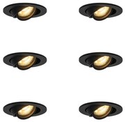 Set di 6 faretti da incasso moderni neri orientabili - Club