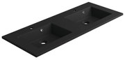 Lavabo integrale a incasso rettangolare doppia vasca Neo L 121 x H 11.2 x P 48.5 cm in composito minerale di resina gelificata nero