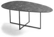 Tavolino in metallo con piano in vetro effetto Marmo Nero GINNI 90