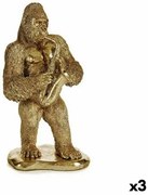 Statua Decorativa Gorilla Sassofono Dorato 18,5 x 38,8 x 22 cm (3 Unità)