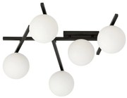 Lampadario da Soffitto in Acciaio e Vetro SMART 5 Nero 5xE14 Colore delle Sfere Bianco