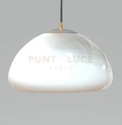 Luxor-b sospensione 1 luce in vetro bianco con particolare in otton...