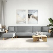 Divano Letto A L Grigio Chiaro 279x140x70 Cm İn Tessuto /