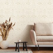 Carta da parati Eco Uccelli fiori beige, 53 cm x 10 m