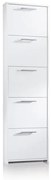 Scarpiera 5 ante a ribalta singola prof L 50 x H 178 x P 18 cm 10 paia, bianco