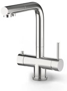 Rubinetto da cucina con doccetta a l QX3E 3 vie in acciaio inox cromo spazzolato opaco CULLIGAN