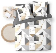 Biancheria da letto bianca/grigia in microfibra per letto matrimoniale/per letto prolungato 240x220 cm Trigone – douceur d'intérieur