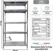 Scaffale in Metallo 5 Ripiani 120x50x195 cm Maciste Zincato...