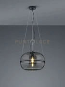 Sospensione lorena vetro fumè cromato d.40cm metallo nero 315190132