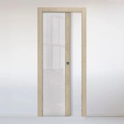 Porta scorrevole in legno, L 60 x H 210 cm, rovere, apertura reversibile OXFORD MIELE