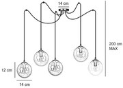 Lampadario a sospensione GIGI 5 BLACK GRAFIT
