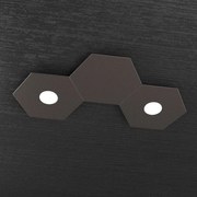 Plafoniera Moderna 3 Moduli Hexagon Metallo Marrone 2 Luci Led 12X2W