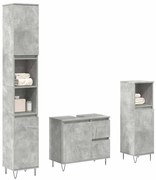 Set mobili da bagno 3 pz grigio cemento in legno multistrato