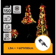 Aigostar - Albero di Natale LED da esterno 150xLED/230V 1,8m IP44 rosso/oro bianco caldo