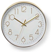 Nedis CLWA015PC30GD - Orologio da parete 1xAA bianco/dorato