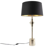 Lampada da tavolo Art Déco oro e nero con paralume in cotone 45 cm - Diverso
