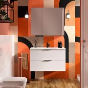 Pensile bagno Jnka specchio in legno SENSEA, 2 ante apertura da destra e sinistra P 14 x L 90 x H 75 cm