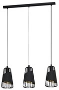 Lampadario Industrial Austell 3 Luci Acciaio Nero