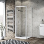Box doccia con ingresso frontale battente Record L 70 x H 195 cm, vetro 6 mm vetro senza finitura / trasparente profilo bianco spazzolato