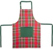 Grembiule tartan rosso con tasca