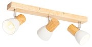 Faretto da soffitto in legno con bianco orientabile 3 luci - Thorin