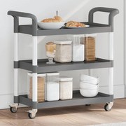 Carrello A 3 Ripiani Grigio 77x34x72 Cm İn Alluminio /