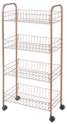 Carrello con ruote e 4 ripiani in acciaio con Polytherm rame Ascona