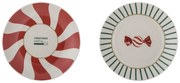 Set di piatti da dolce rossi/color crema in gres a tema natalizio 2 pz ø 12,5 cm Yule – Bloomingville