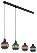 Globo 15638-4 - Lampadario a sospensione con filo ZUMBA 4xE27/25W/230V rame/verde/blu