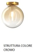 Plafoniera cromo 1 luce vetro oro 1184cr-pl1-or