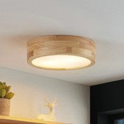 Plafoniera soffitto Tanju Lindby, dimmerabile, Legno chiaro, Soggiorno / Sala da pranzo, Legno, Campagna / Rustiche, Plafoniera