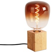 Lampada da tavolo rustica in legno naturale incl. LED G140 - Bloc