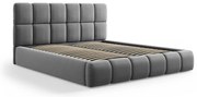 Letto matrimoniale imbottito grigio in velluto con contenitore con rete inclusa 200x200 cm Bellis – Micadoni