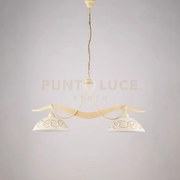 Lampadario in ferro laccato avorio con decorazione effetto decapè e...