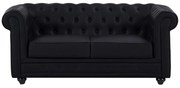 Divano 2 posti in Similpelle Nero - CHESTERFIELD