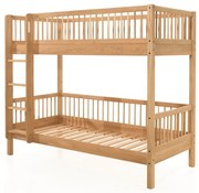 Letto da bambini a castello di colore naturale in rovere massiccio con rete inclusa 90x200 cm Forrest – Vipack