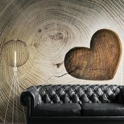Carta da parati – Simbolo dell'amore su legno