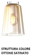 Plafoniera ottone sat. 1 luce ambra 1164os-pl1-am