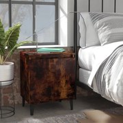 Comodino con gambe in metallo rovere fumo 40x30x50 cm