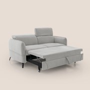 Bloom Divano con poggiapiedi estraibile piedini alti e poggiatesta reclinabili in tessuto bouclé impermeabile T07 grigio