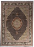 Tabriz Tappeto 260 x 350 Nero (Iran) Annodato A Mano