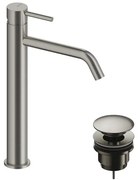 Rubinetto per lavabo getto laminare cristallino LOOP nichel spazzolato lucido SANYCCES