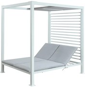 Lettino doppio con cuscino Litos in alluminio bianco e cuscino bianco 202 x 201 x 151 cm