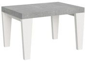 Tavolo allungabile Spimbo Mix piano e gambe in diverse finiture, Cemento / Bianco Frassino / 90x130/234 cm