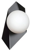 Applique Moderna 1 Luce Drifton In Acciaio Nero E Sfera Vetro Opalino