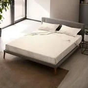 Completo letto matrimoniale righe panna in raso