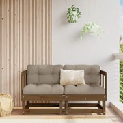 Divani angolari con cuscini 2pz in legno massello di pino miele