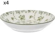 Set 4 piatti fondi fiori verde porcellana Hanami