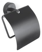 Kamalu - Portarotolo coperto in acciaio inox nero opaco da muro | Monde-N