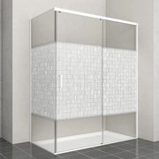 Porta doccia scorrevole Jazz, L 158-159.5 cm x H 200 cm x SP 6 mm, profilo bianco, vetro smerigliato